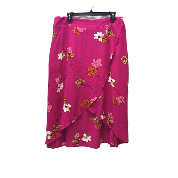 A.N.A. Fuchsia Ameli Floral Faux Wrap Skirt - Picture 5 of 10